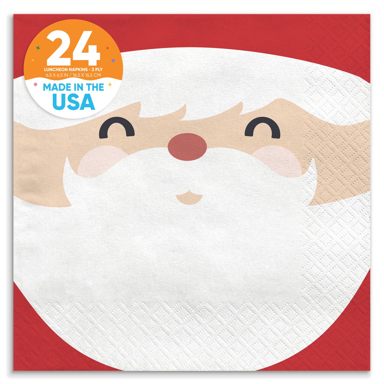 Big Dot of Happiness Jolly Santa Claus Napkins, Funny Christmas Party Decor of Santa's Face, White 3-Ply Paper Luncheon Dinner Holiday Napkins - 24 Ct